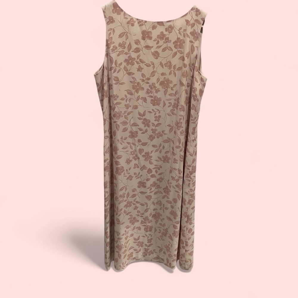 Cute classic pastel pink floral midi sleeveless dress Josephine Chaus
